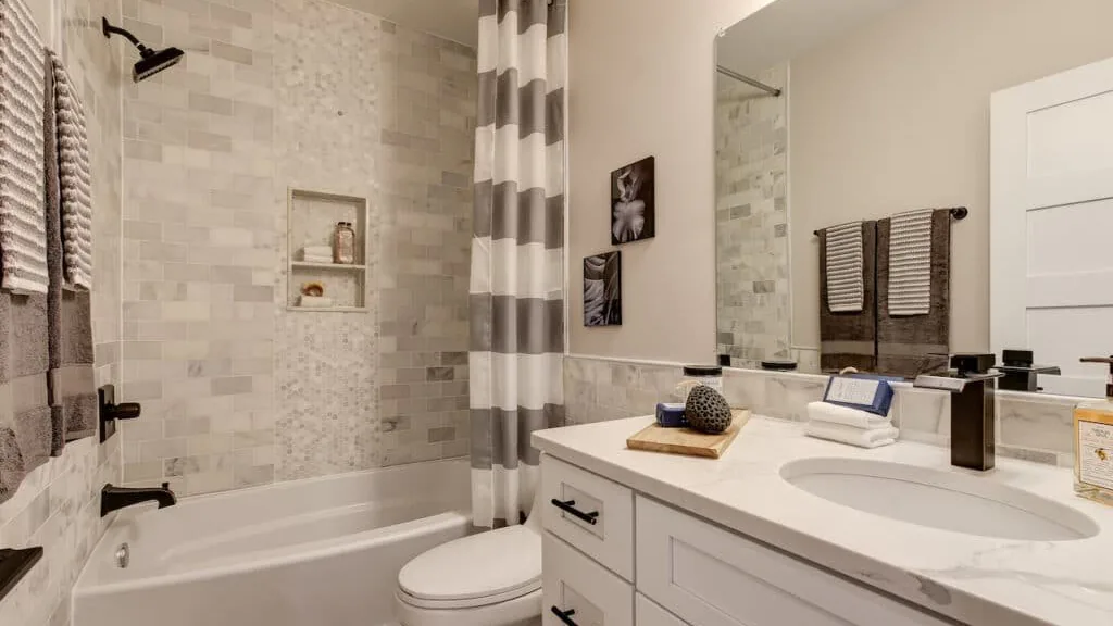 Bathroom renovated to a durable minimum specification, the approach set out in this affordable renovation guide