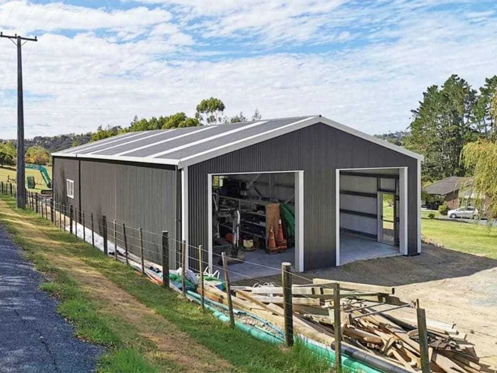 Finished storage shed exterior built for an Auckland home