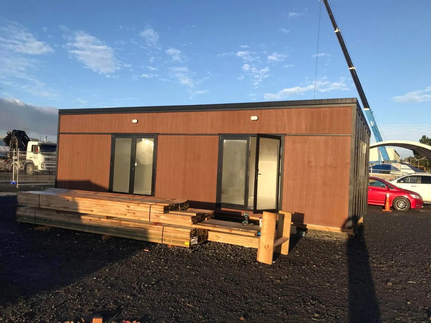 Tiny home delivered to an Auckland site ready for positioning